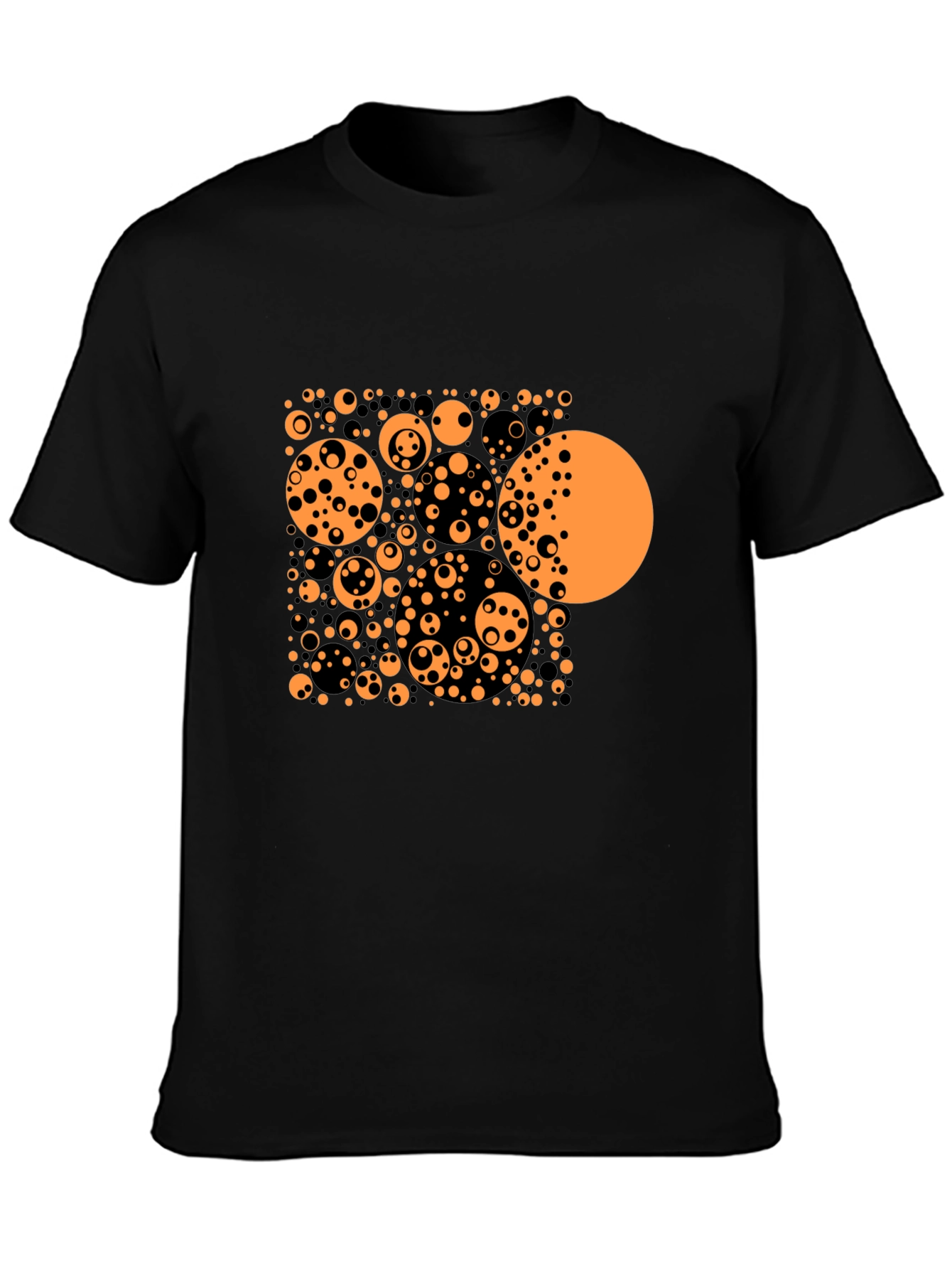 Abstract Circle Pattern Black T-Shirt