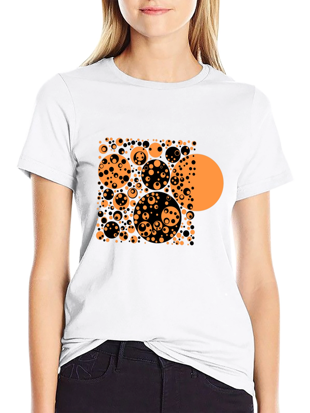 Abstract Circle Pattern Black T-Shirt