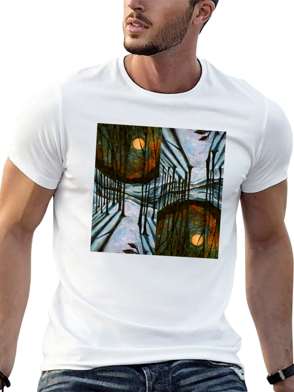 Mystic Forest Moon Graphic T-Shirt - Unique Design