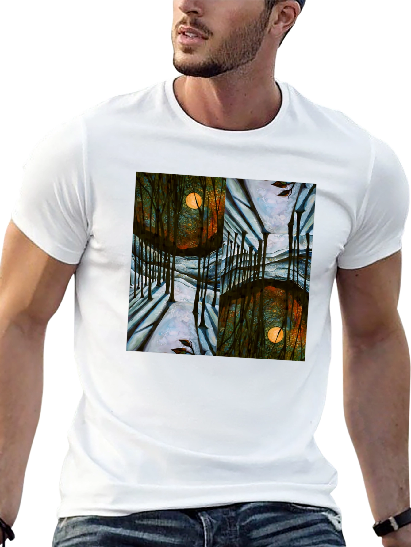 Mystic Forest Moon Graphic T-Shirt - Unique Design