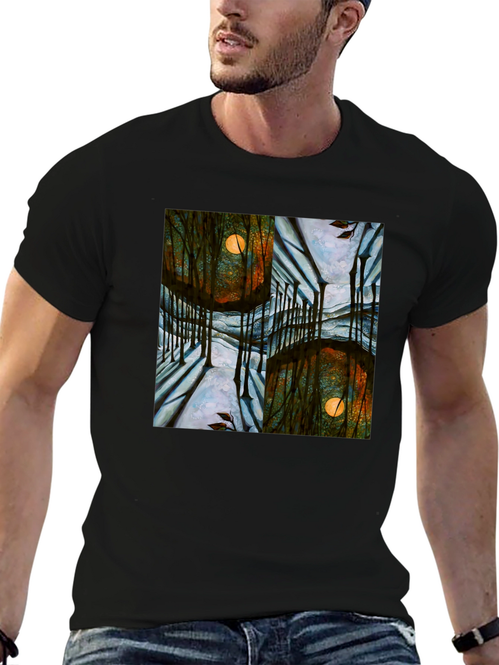 Mystic Forest Moon Graphic T-Shirt - Unique Design