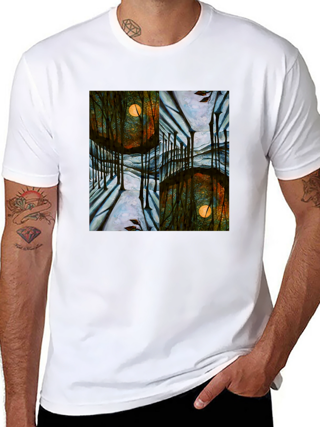 Mystic Forest Moon Graphic T-Shirt - Unique Design