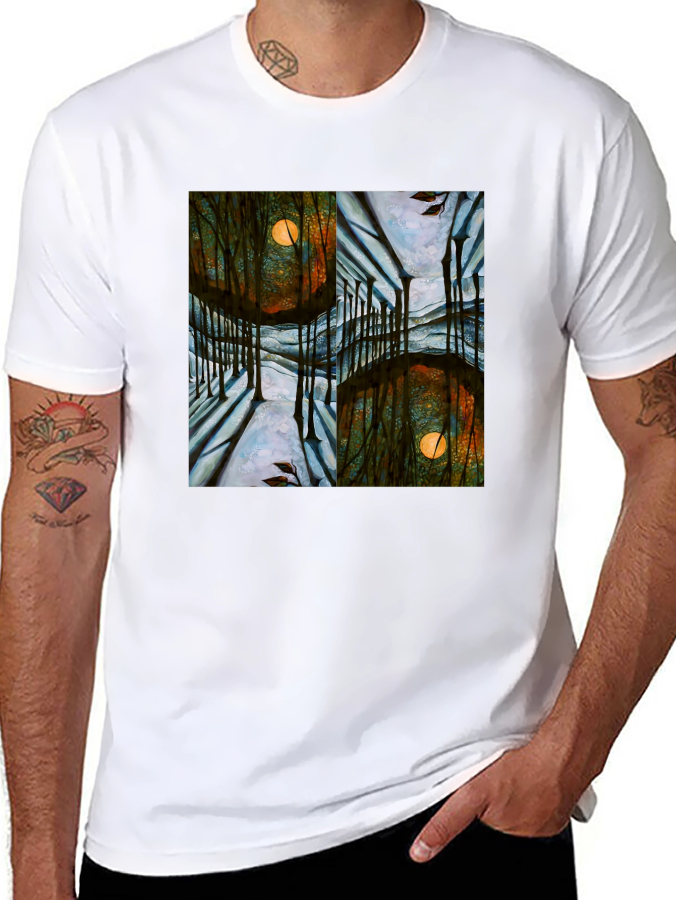 Mystic Forest Moon Graphic T-Shirt - Unique Design
