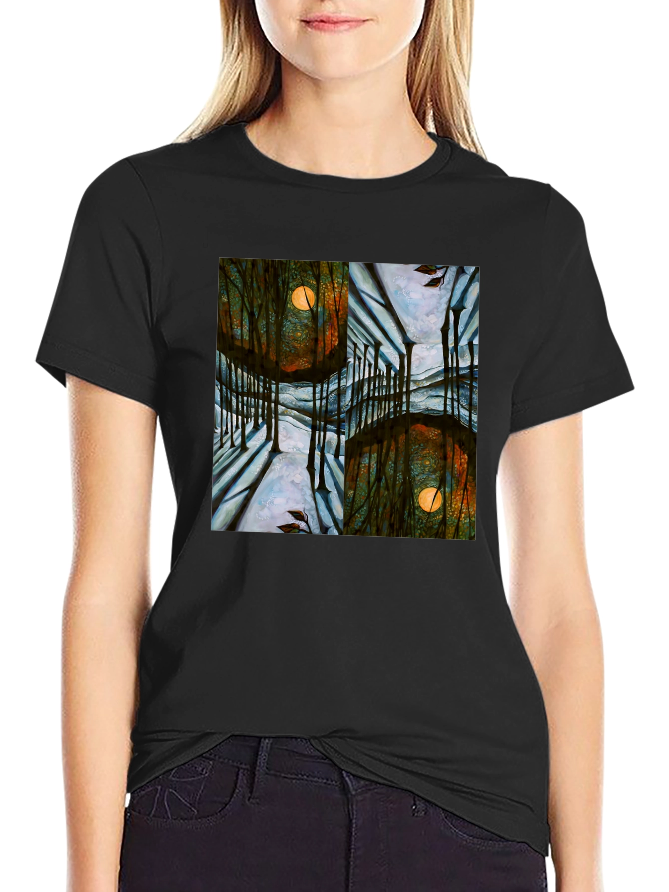 Mystic Forest Moon Graphic T-Shirt - Unique Design