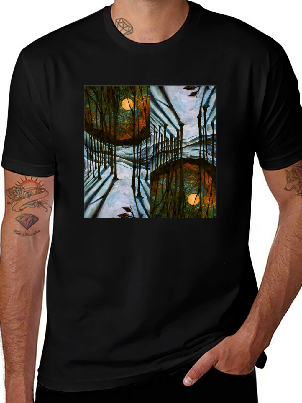 Mystic Forest Moon Graphic T-Shirt - Unique Design