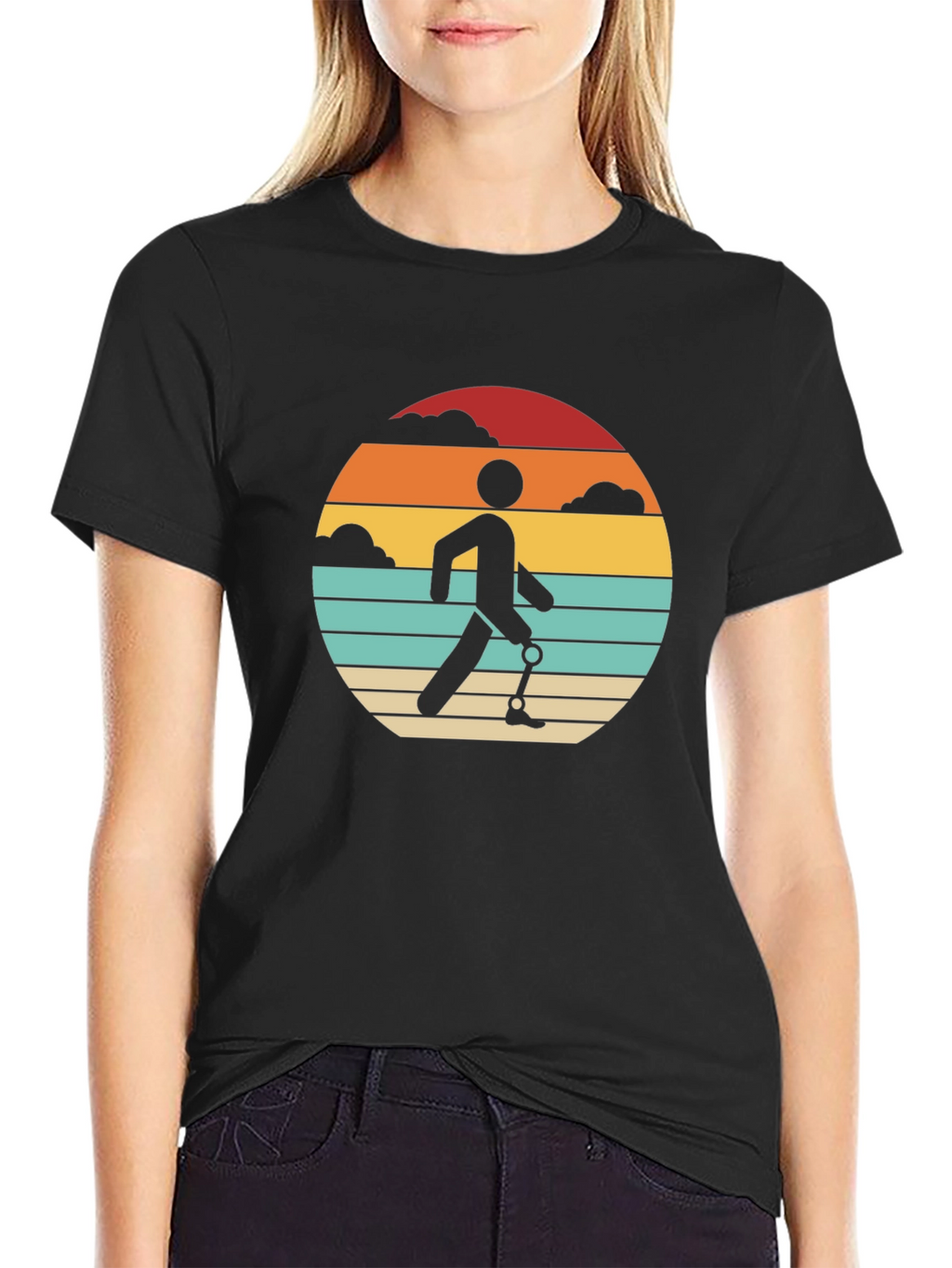 Retro Amputee Sunset T-Shirt - Black Graphic Tee