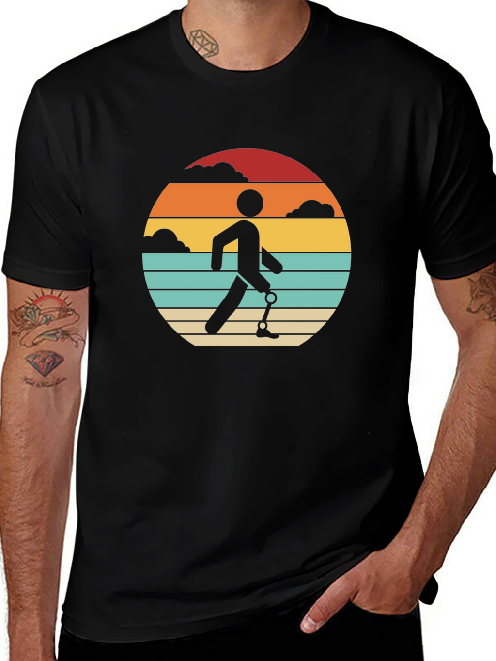 Retro Amputee Sunset T-Shirt - Black Graphic Tee