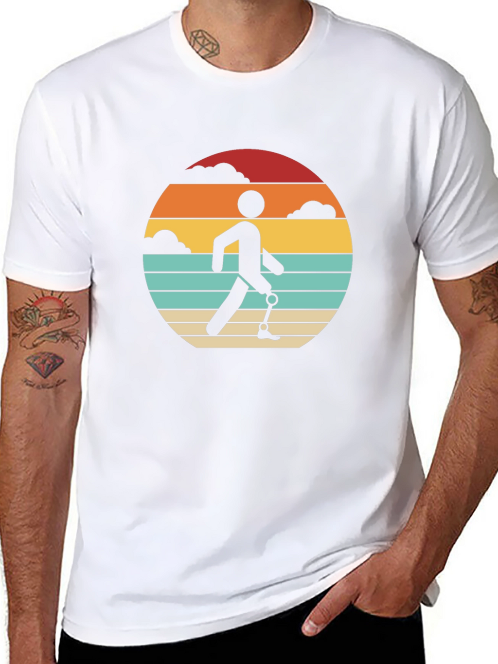 Retro Amputee Sunset T-Shirt - Black Graphic Tee
