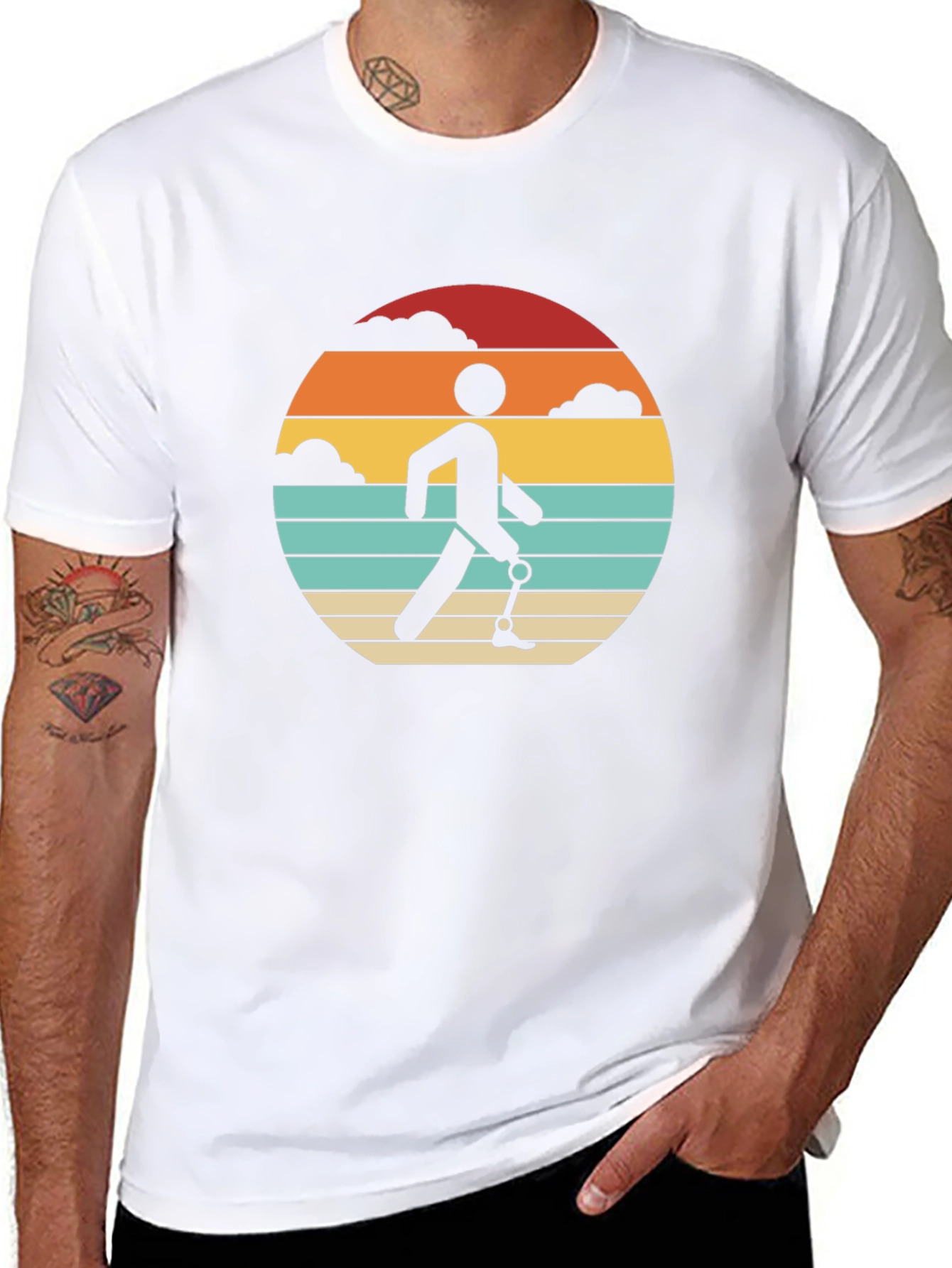 Retro Amputee Sunset T-Shirt - Black Graphic Tee