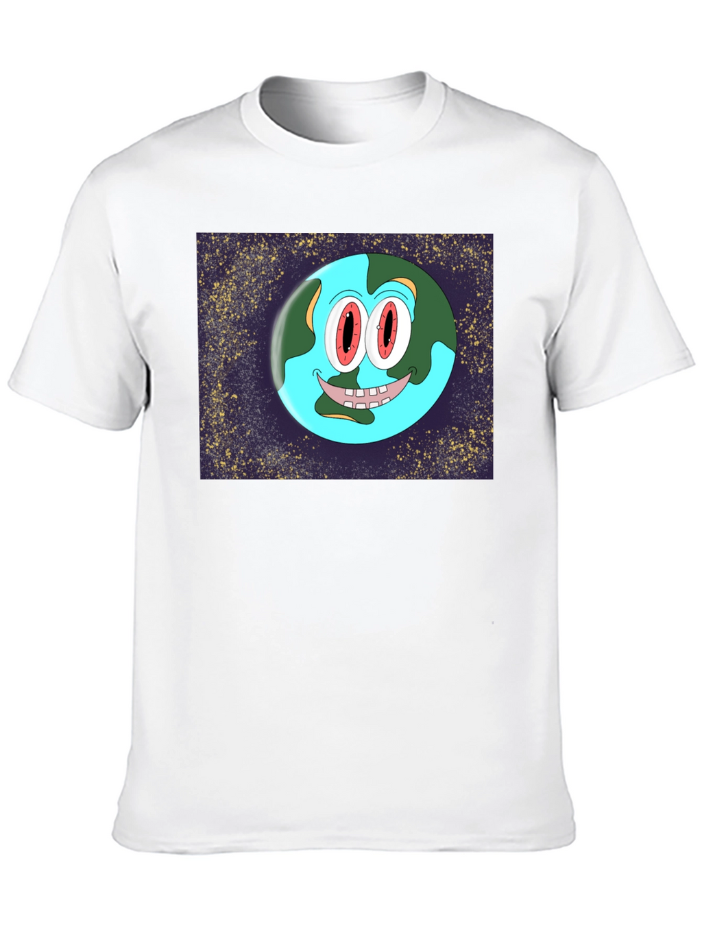 Cartoon Earth Graphic Black T-Shirt