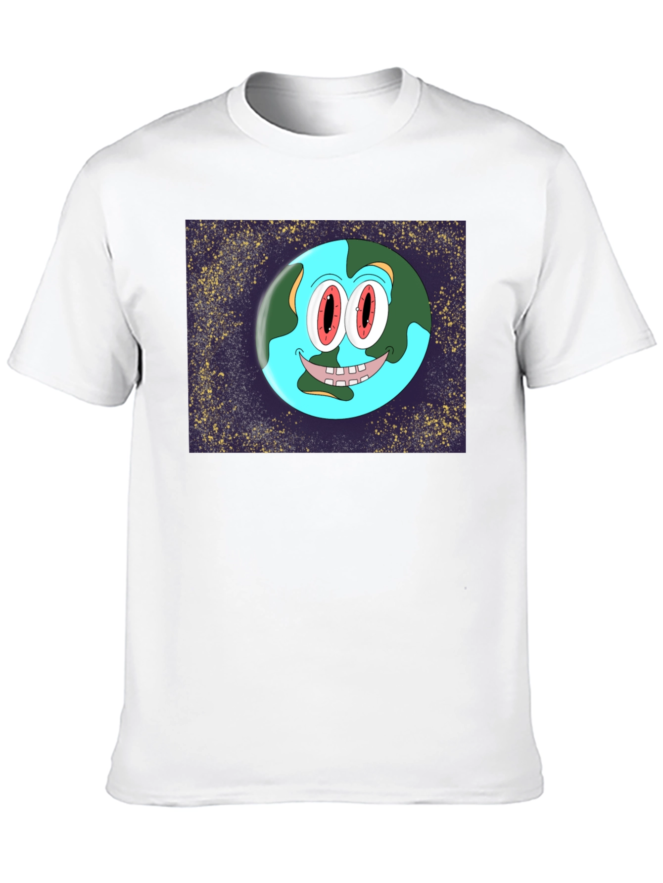 Cartoon Earth Graphic Black T-Shirt
