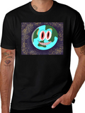 Cartoon Earth Graphic Black T-Shirt