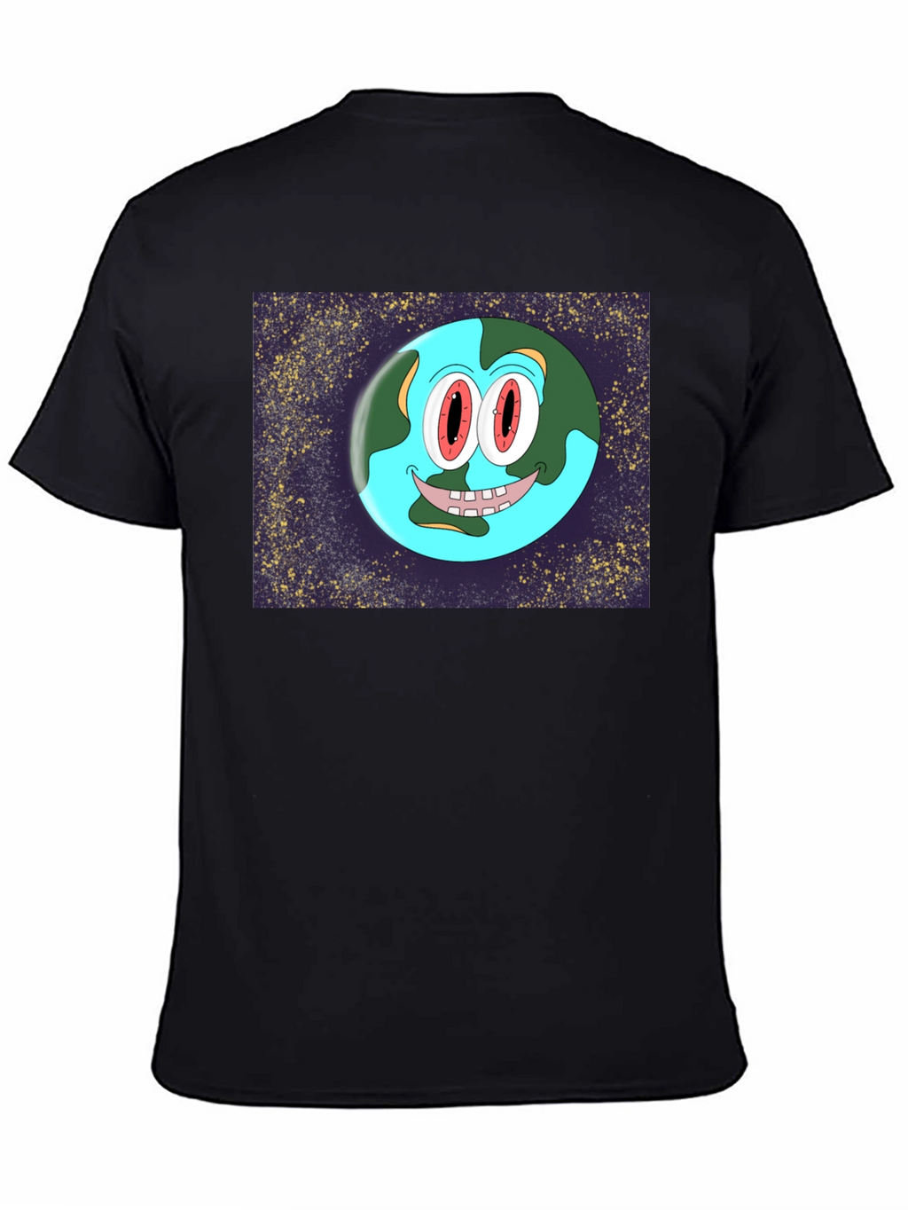 Cartoon Earth Graphic Black T-Shirt