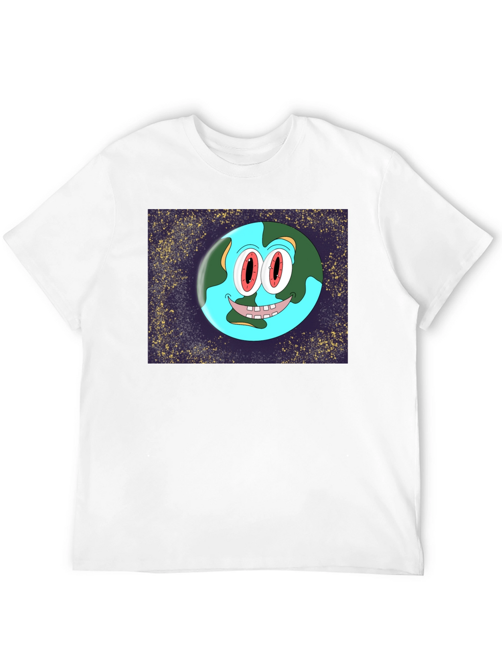 Cartoon Earth Graphic Black T-Shirt