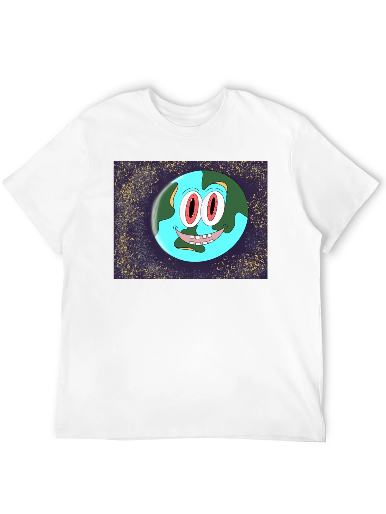 Cartoon Earth Graphic Black T-Shirt