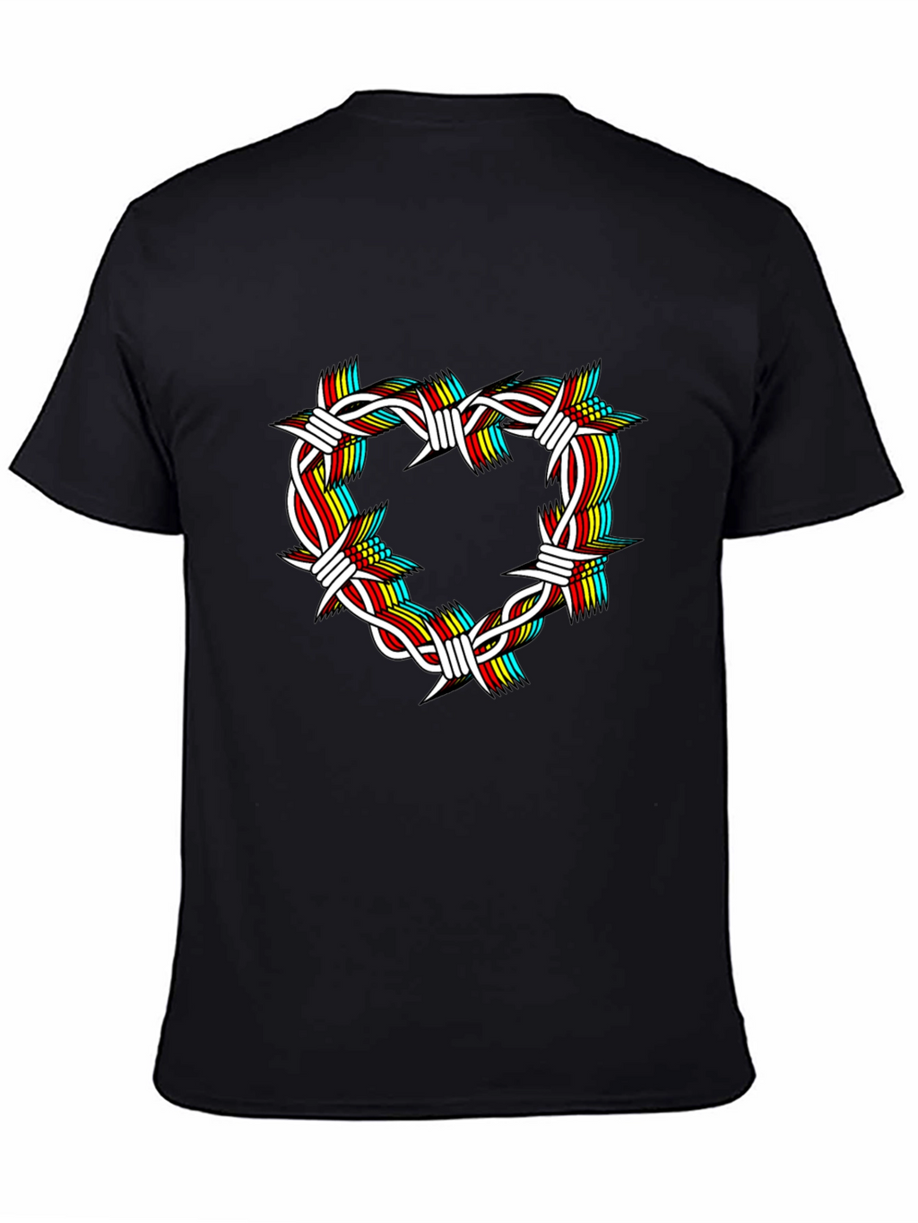Barbed Wire Heart Graphic Black T-Shirt