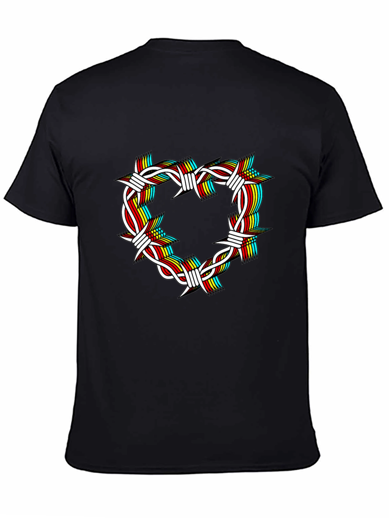Barbed Wire Heart Graphic Black T-Shirt