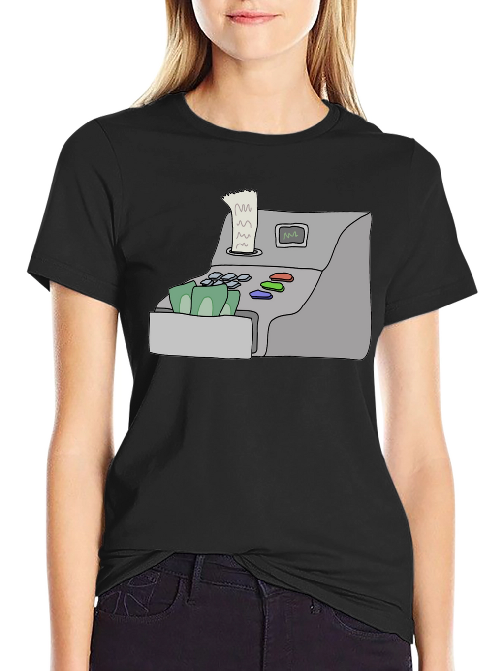 Cash Register Graphic Tee - Black Cotton Shirt