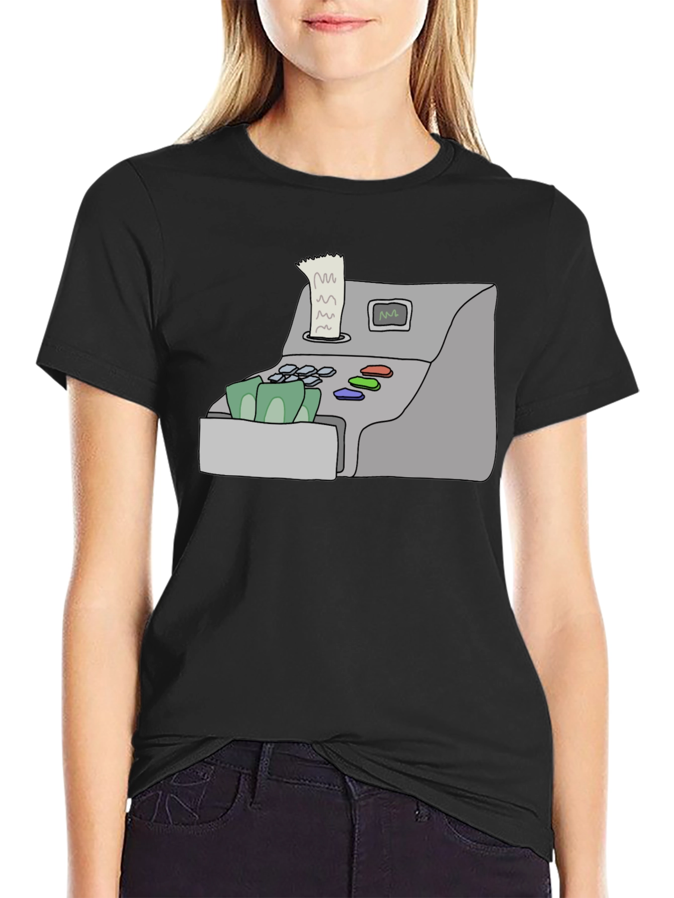 Cash Register Graphic Tee - Black Cotton Shirt