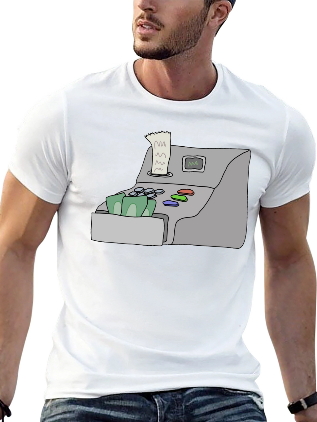 Cash Register Graphic Tee - Black Cotton Shirt