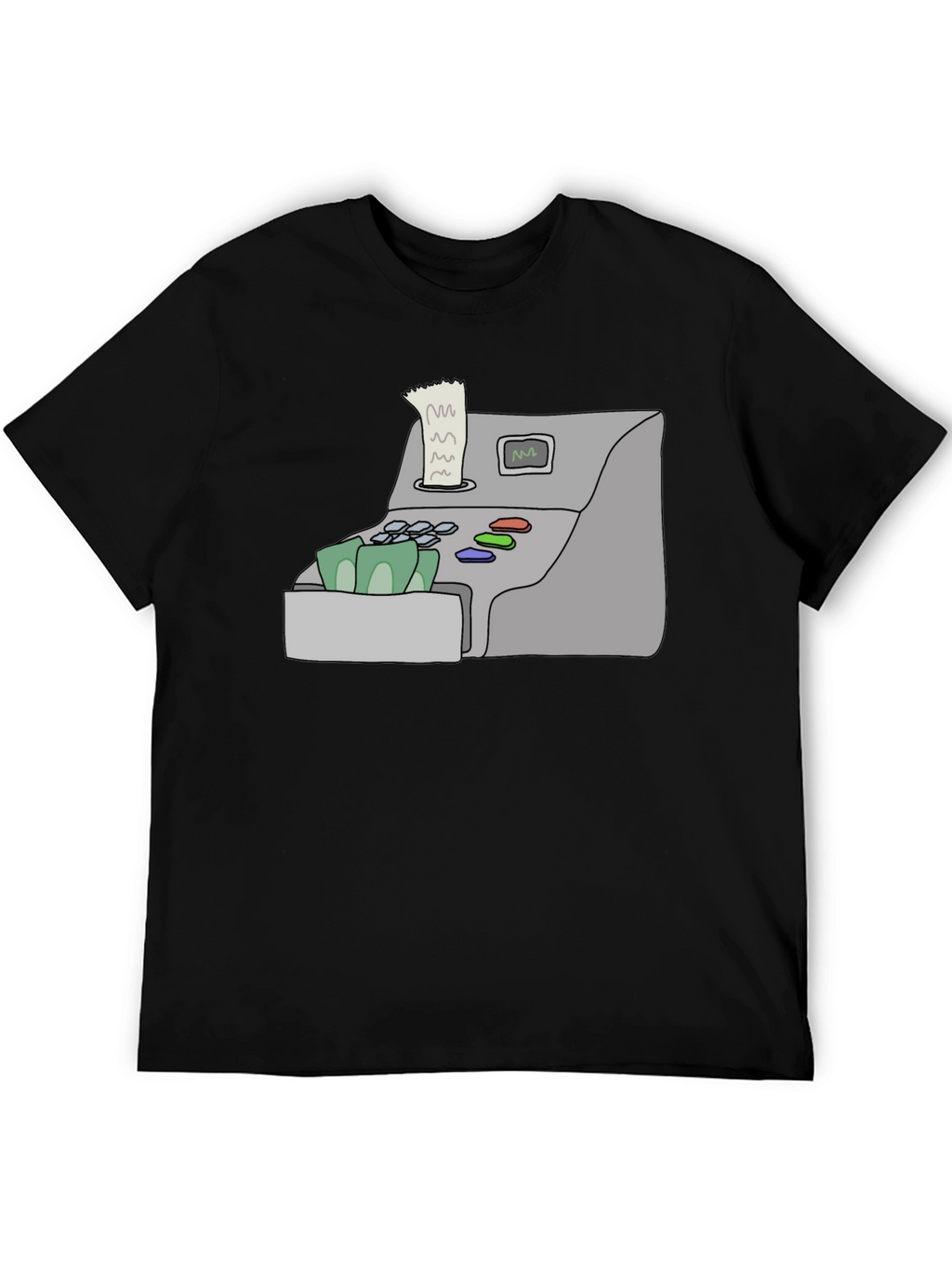 Cash Register Graphic Tee - Black Cotton Shirt