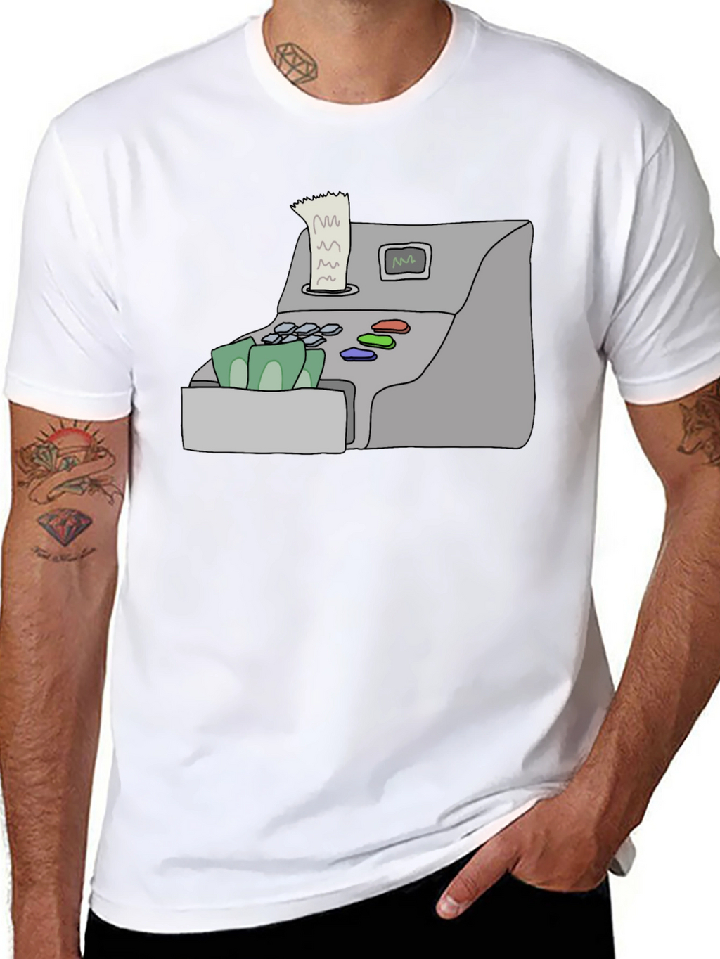 Cash Register Graphic Tee - Black Cotton Shirt