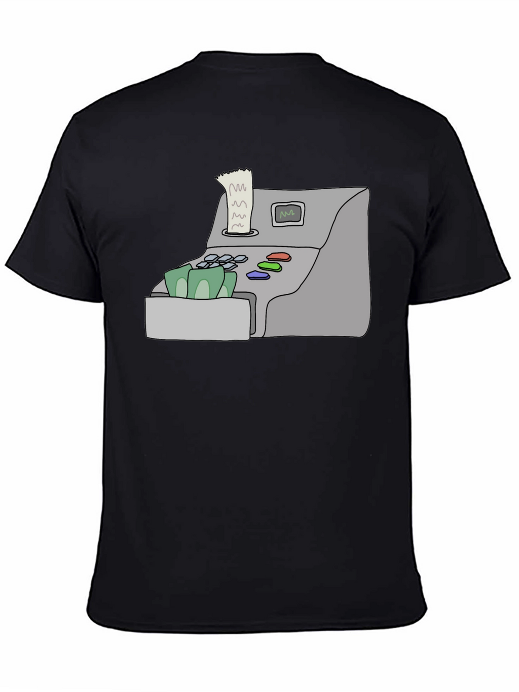 Cash Register Graphic Tee - Black Cotton Shirt