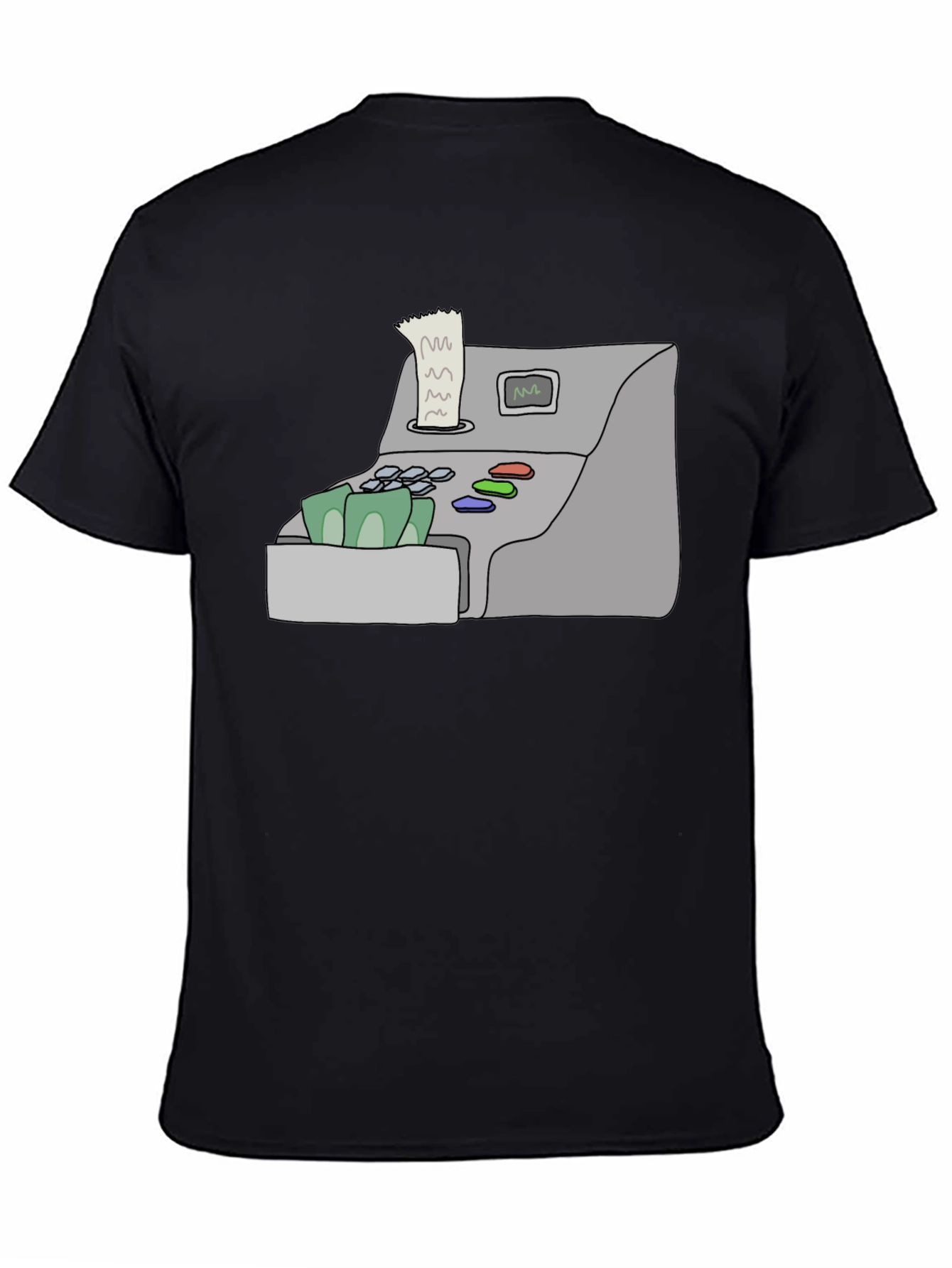 Cash Register Graphic Tee - Black Cotton Shirt