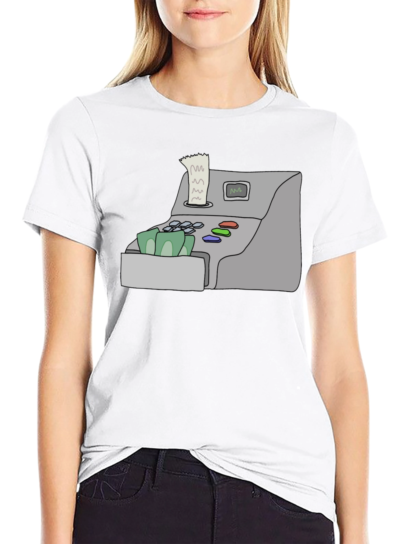 Cash Register Graphic Tee - Black Cotton Shirt