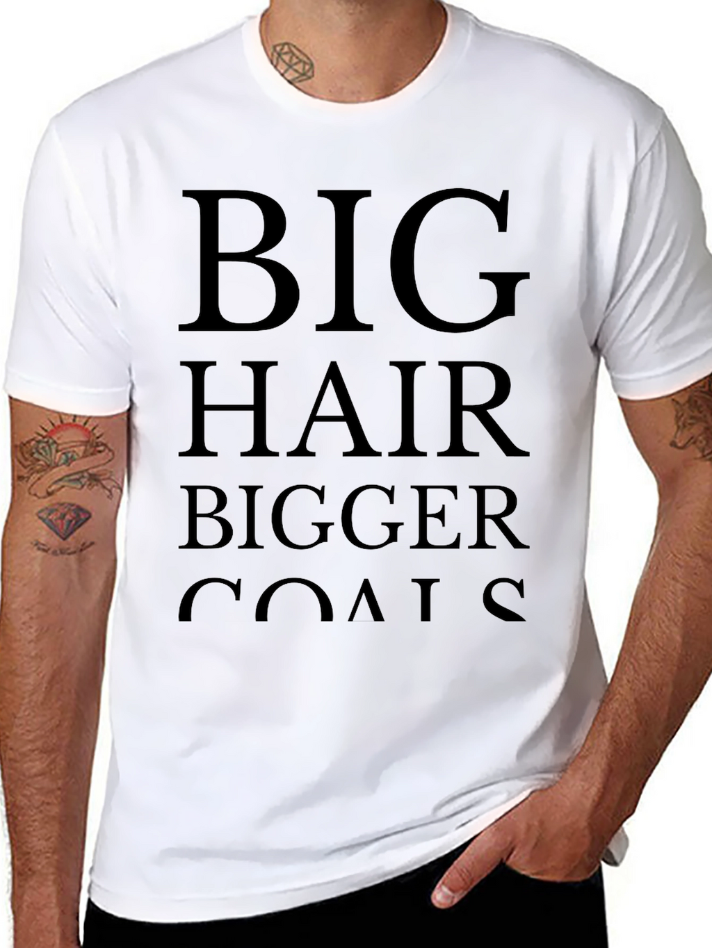 Big Hair Bigger Goals Black Graphic T-Shirt