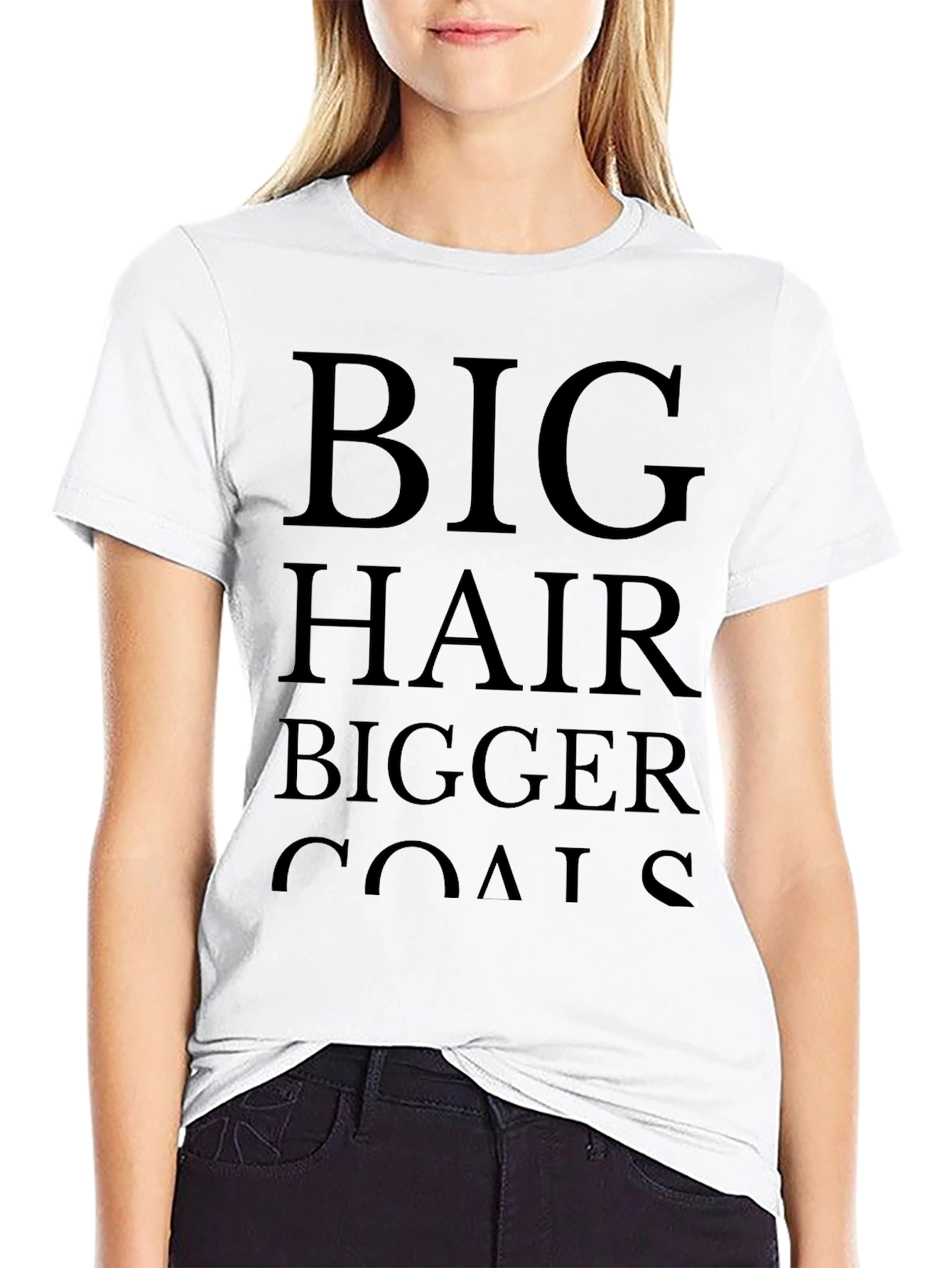 Big Hair Bigger Goals Black Graphic T-Shirt