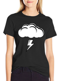 Storm Cloud Lightning Graphic Tee - Black