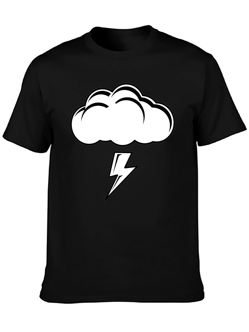 Storm Cloud Lightning Graphic Tee - Black