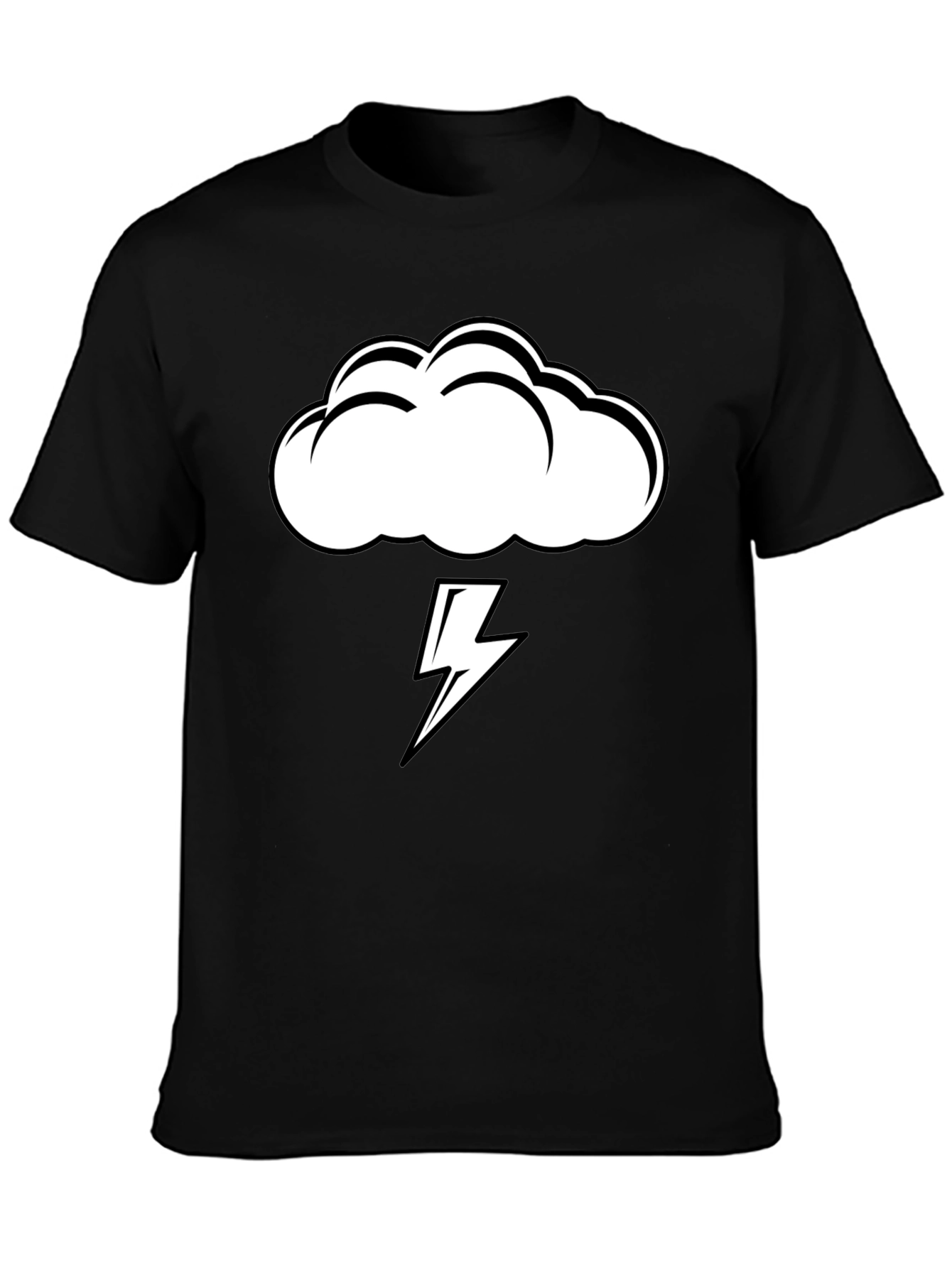 Storm Cloud Lightning Graphic Tee - Black