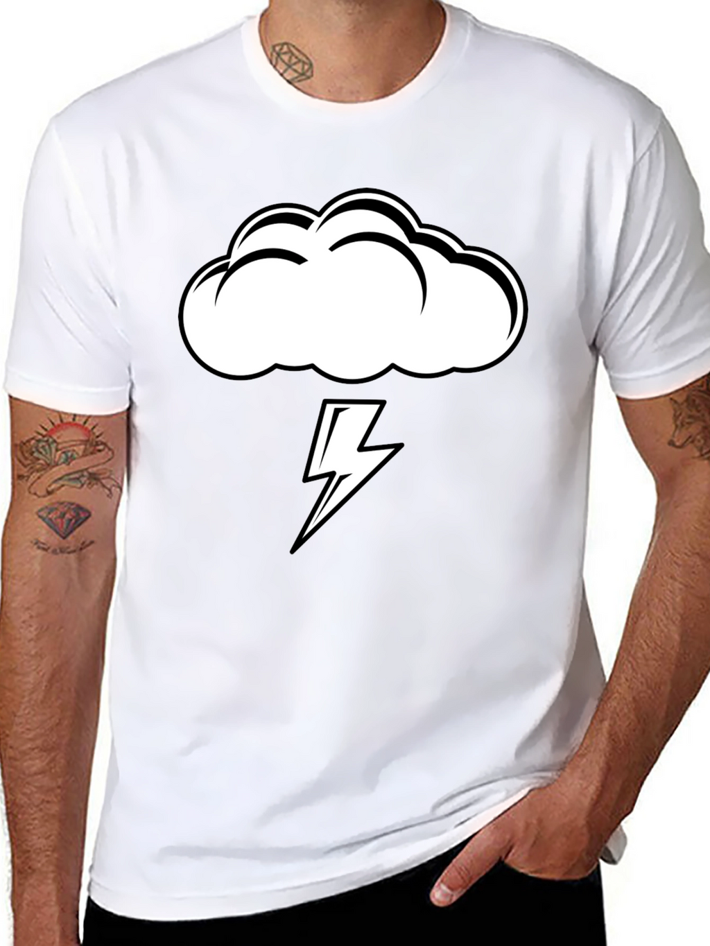 Storm Cloud Lightning Graphic Tee - Black