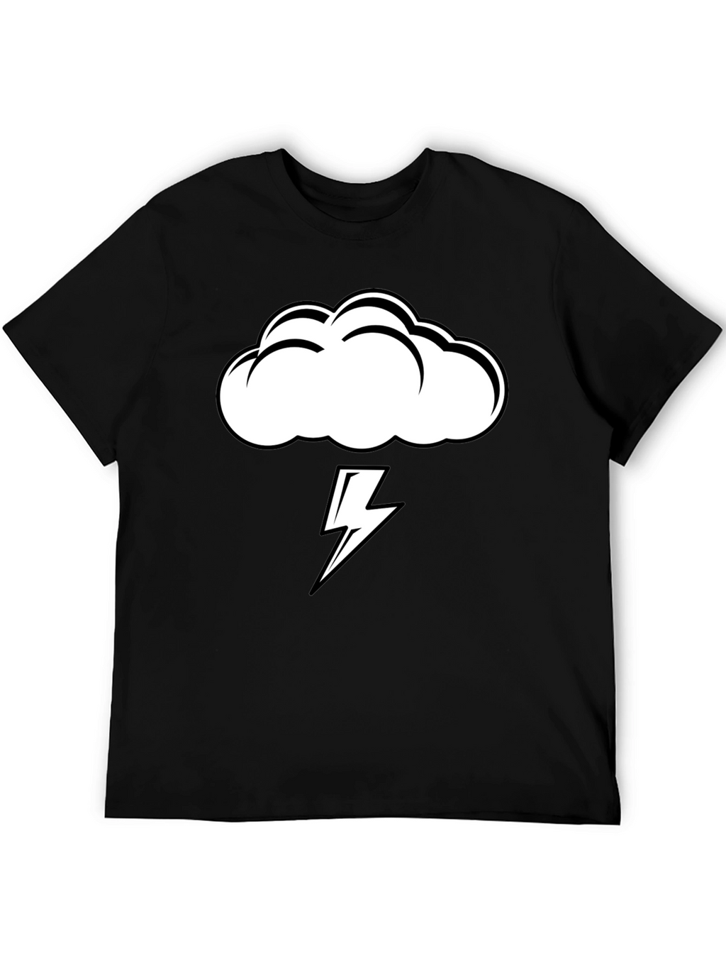 Storm Cloud Lightning Graphic Tee - Black