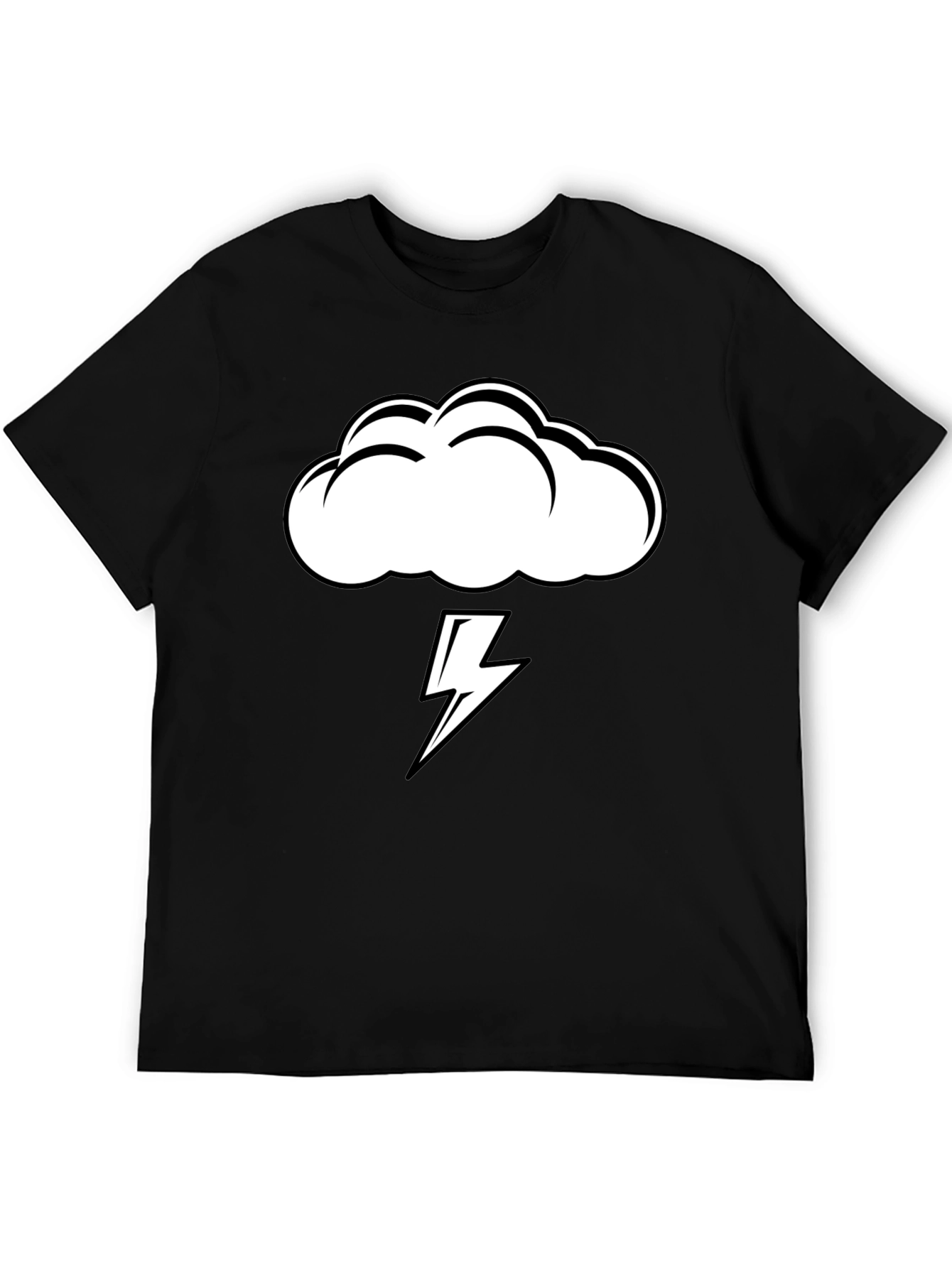 Storm Cloud Lightning Graphic Tee - Black
