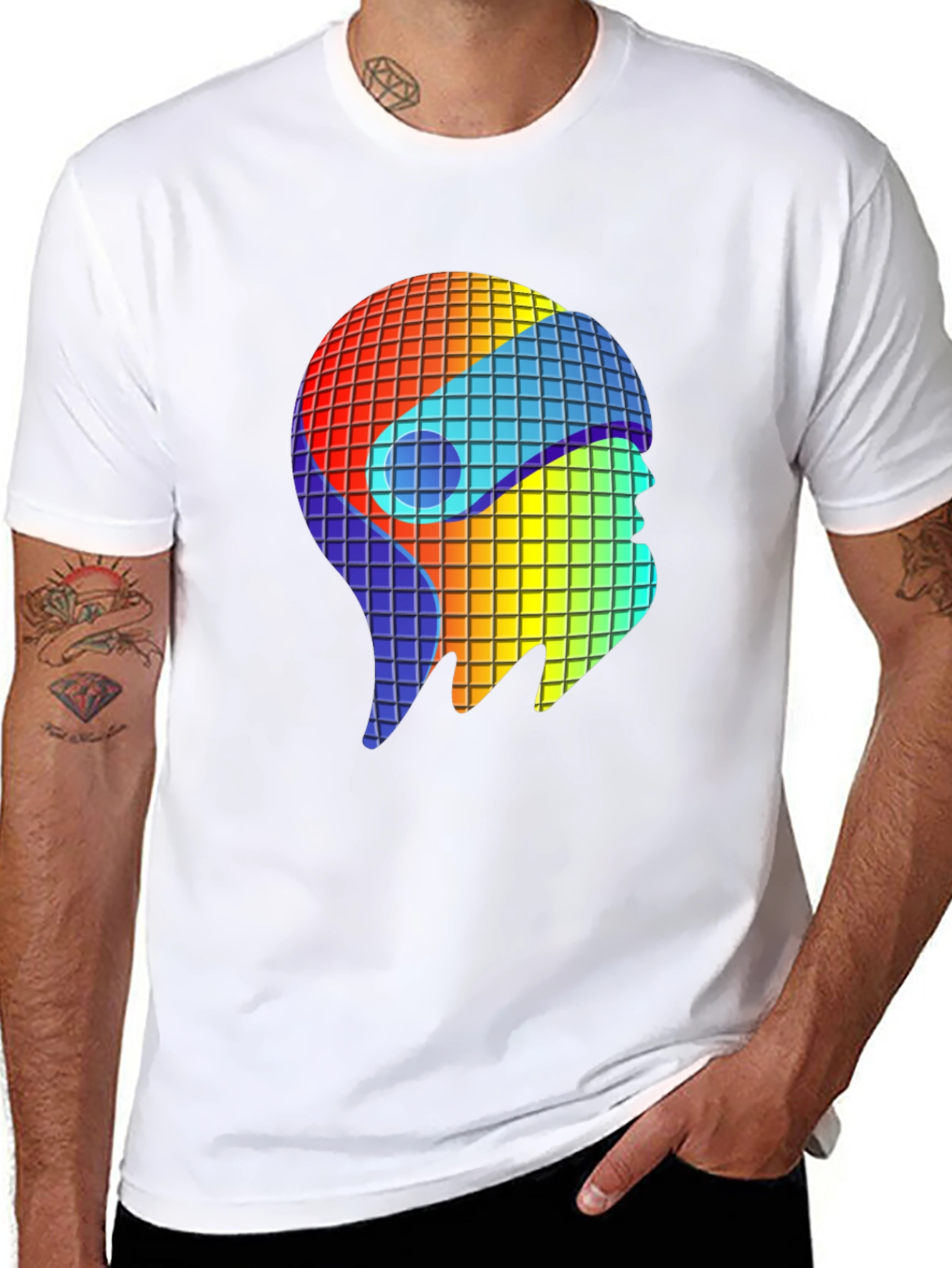 Retro Pixel Head T-Shirt - Black