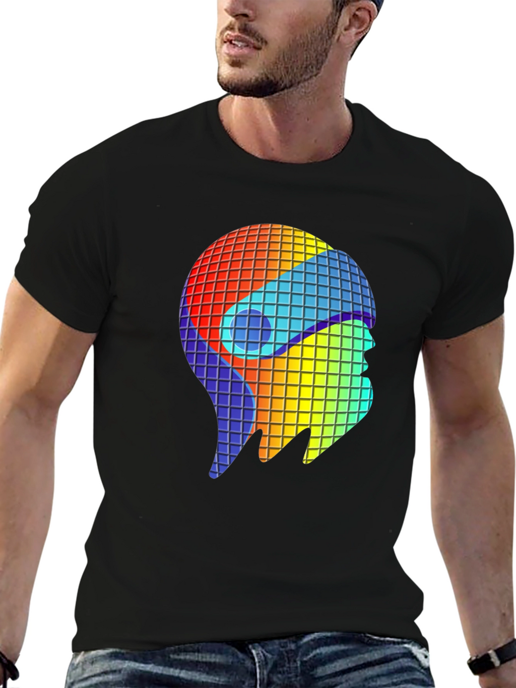 Retro Pixel Head T-Shirt - Black