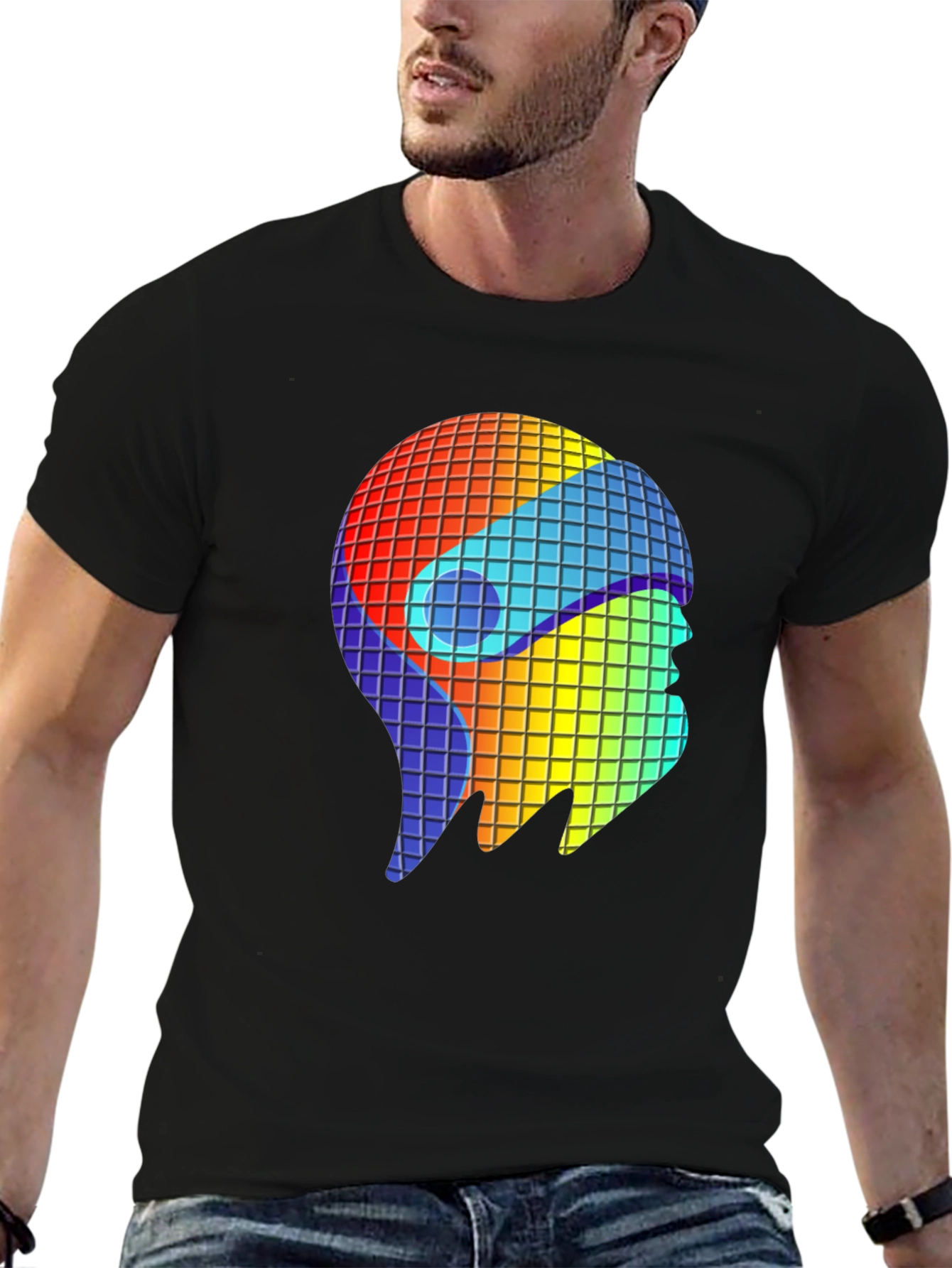 Retro Pixel Head T-Shirt - Black