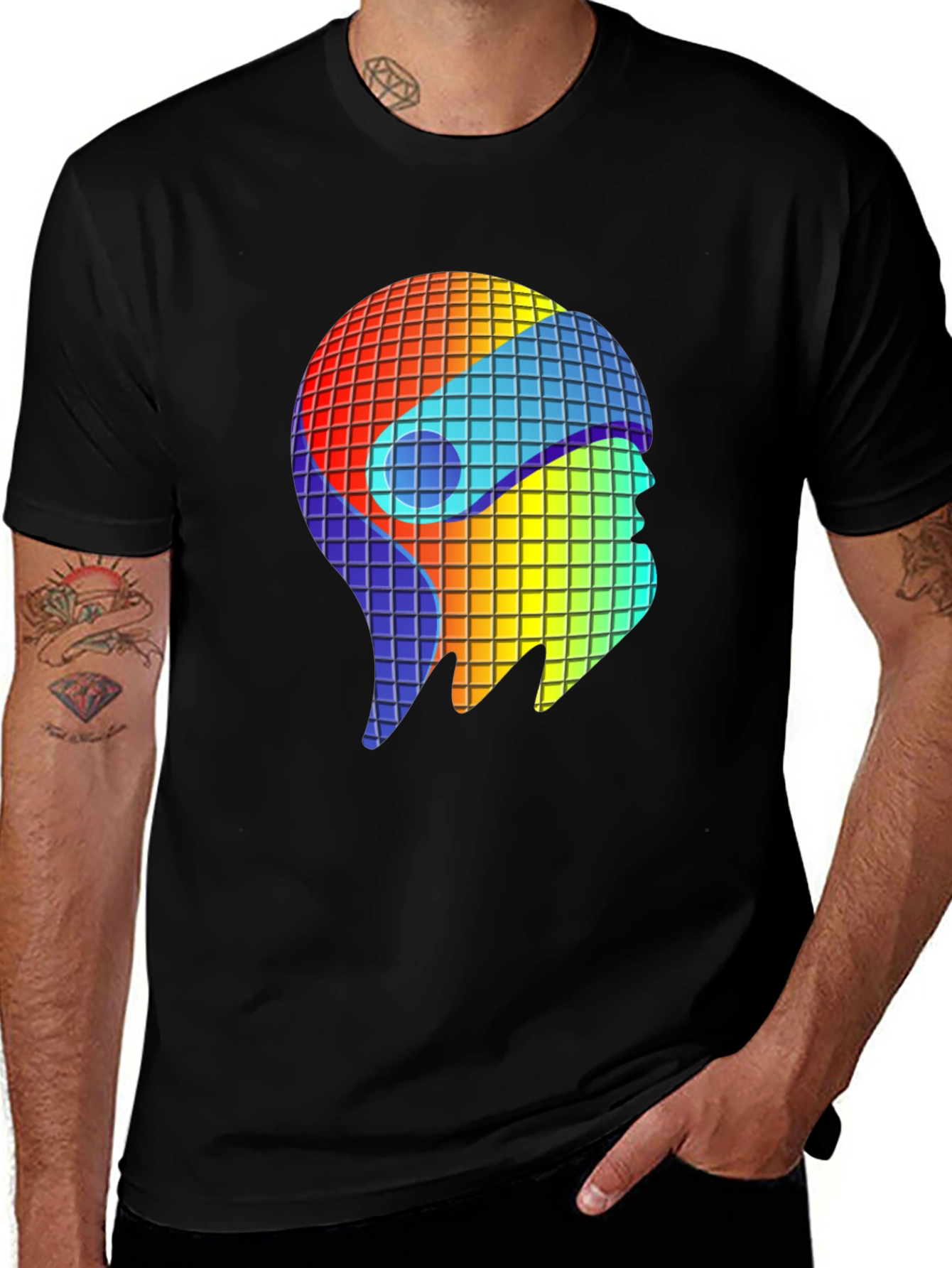 Retro Pixel Head T-Shirt - Black