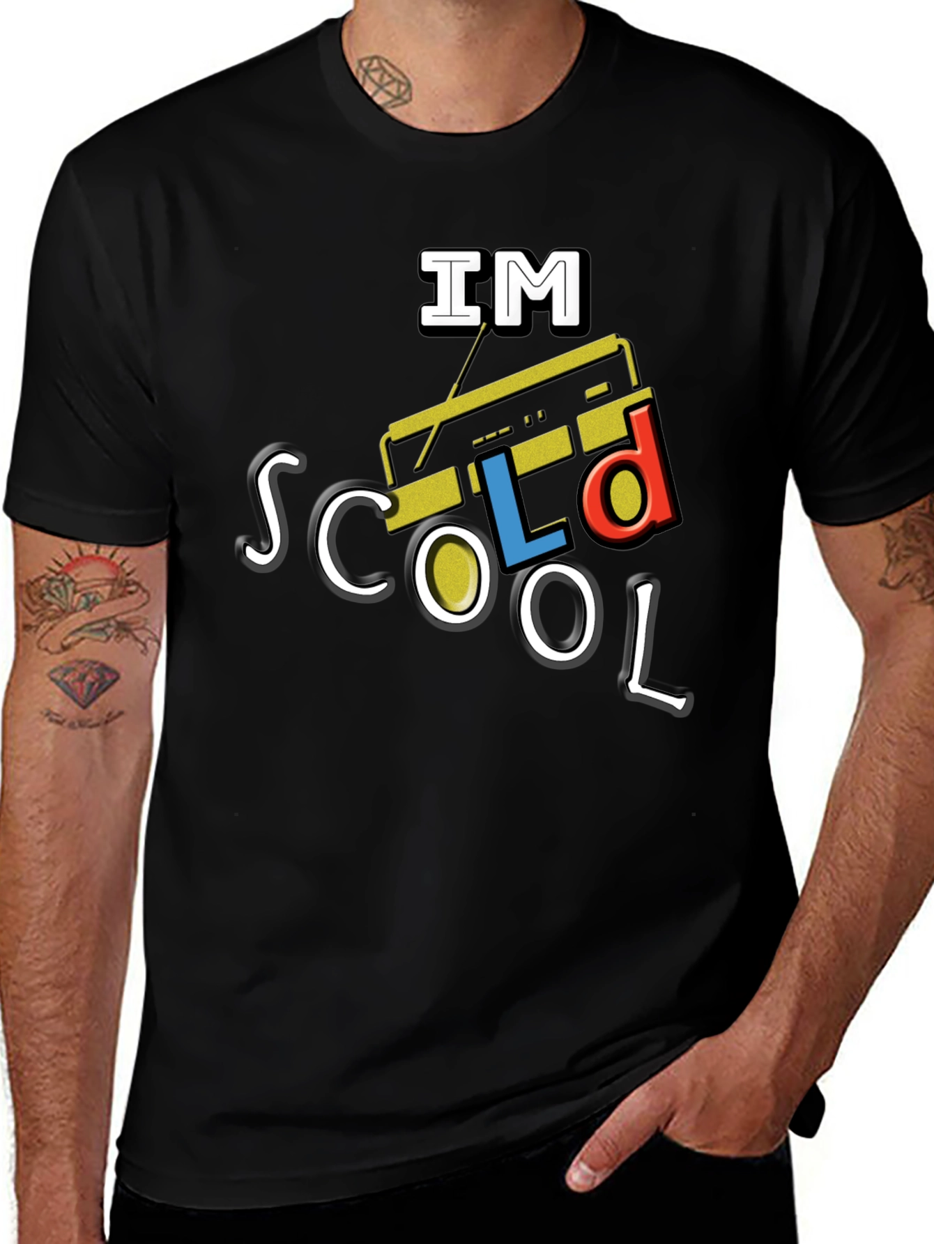 Retro Boombox Graphic T-Shirt - Im Scool!