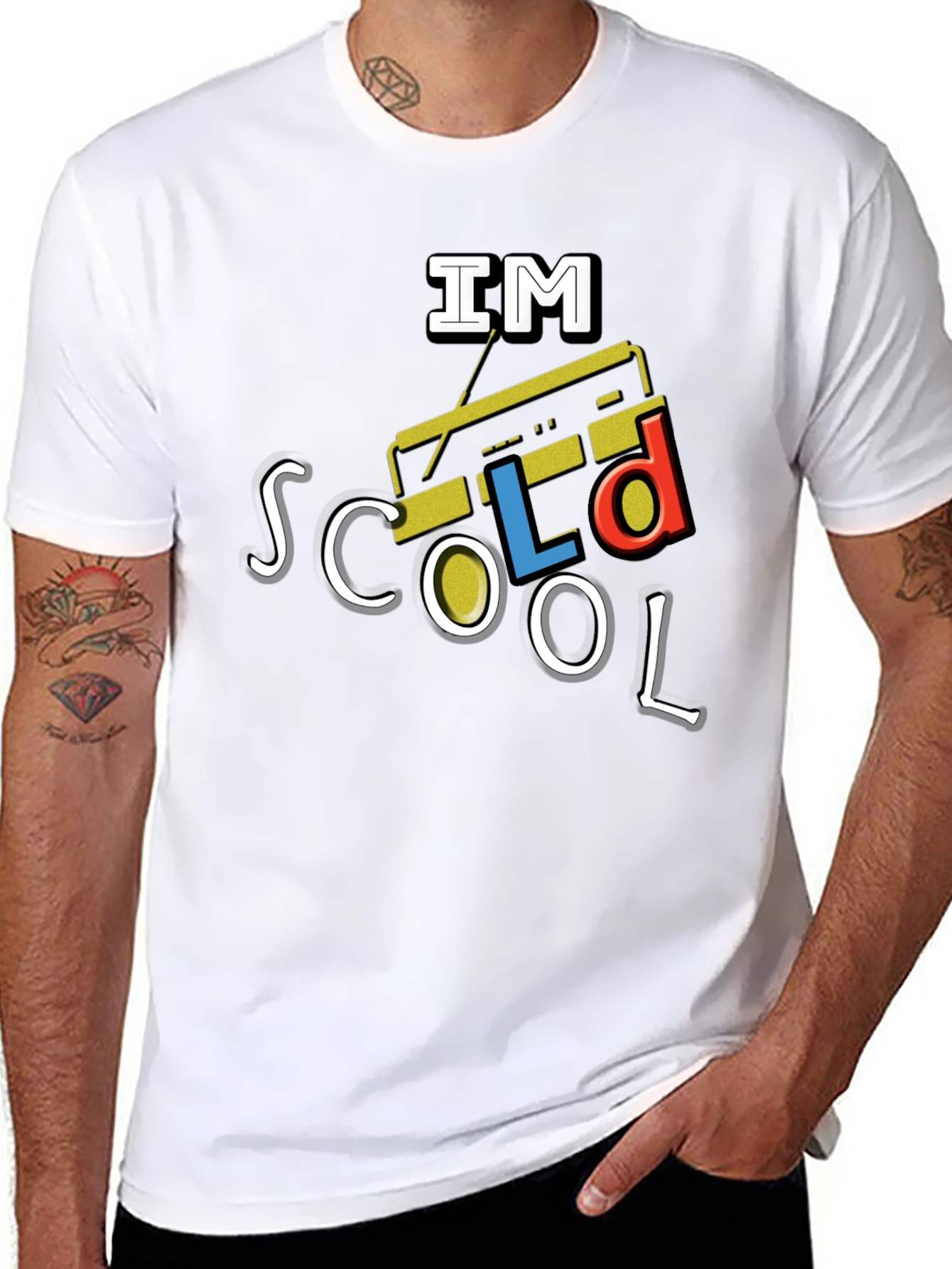 Retro Boombox Graphic T-Shirt - Im Scool!
