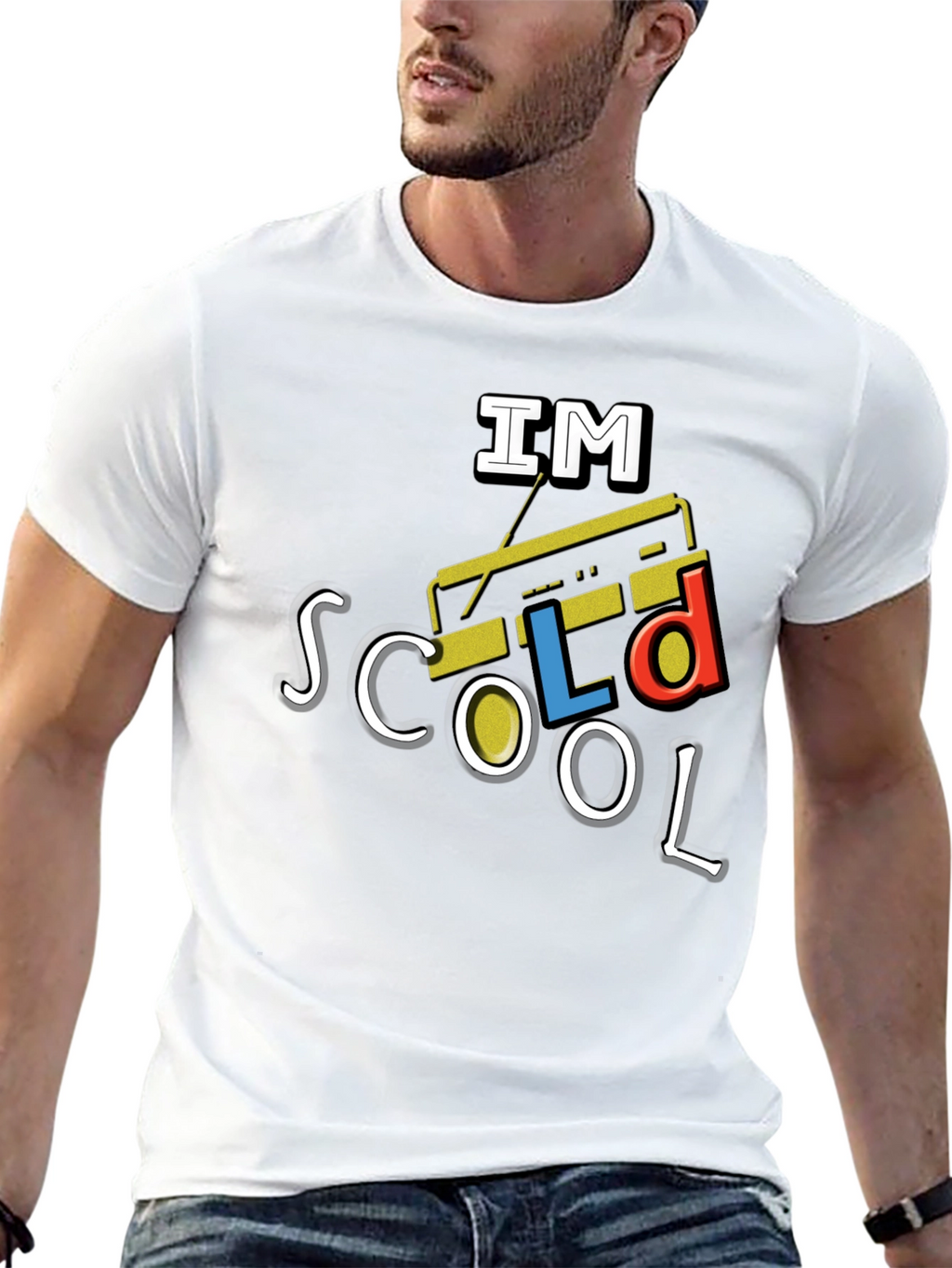 Retro Boombox Graphic T-Shirt - Im Scool!
