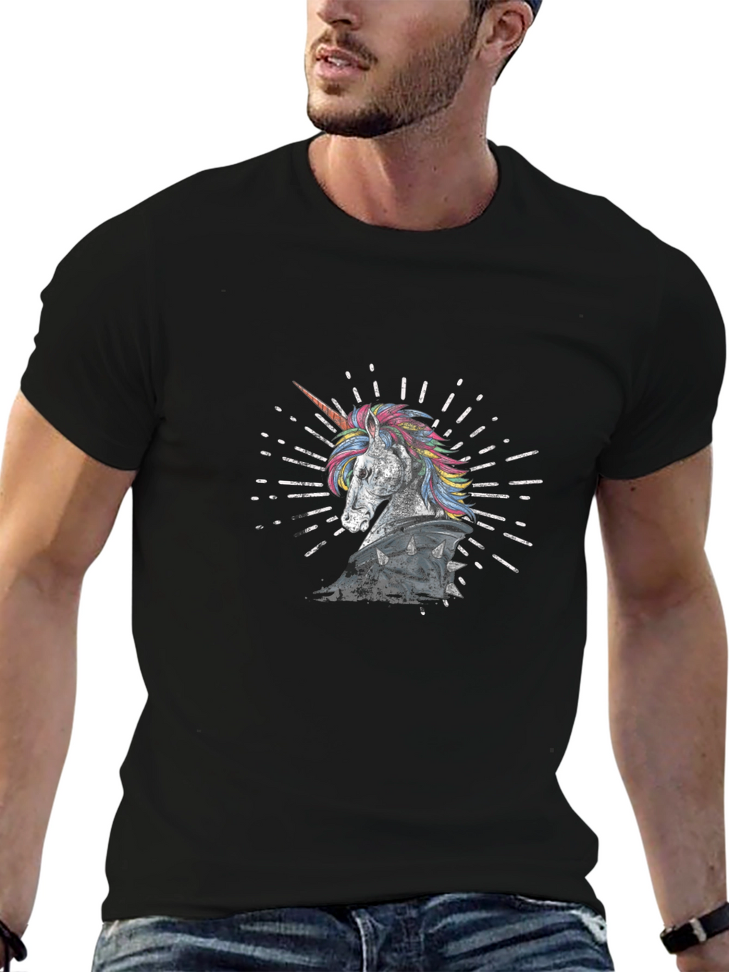 Unicorn Knight Graphic Tee - Black