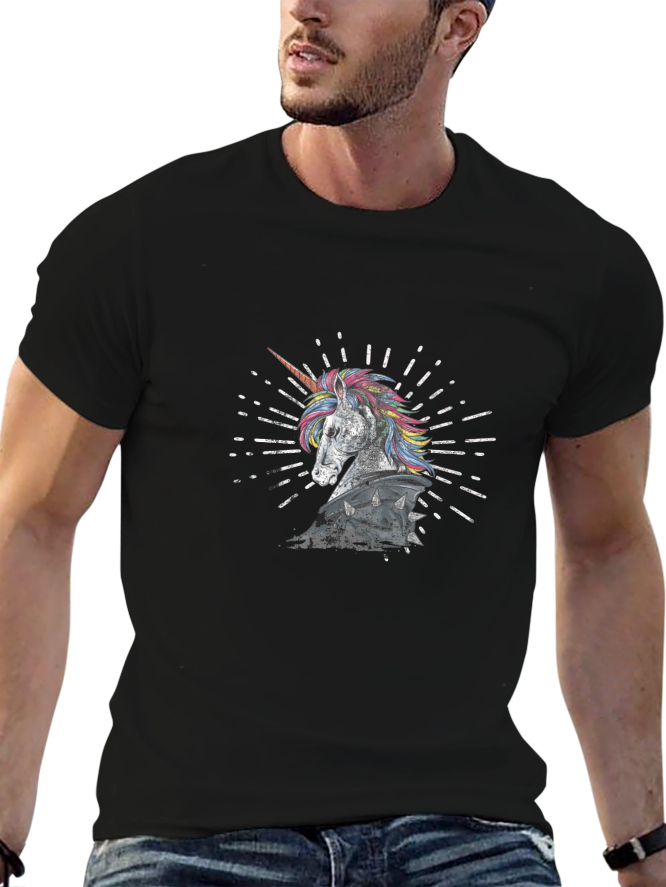 Unicorn Knight Graphic Tee - Black