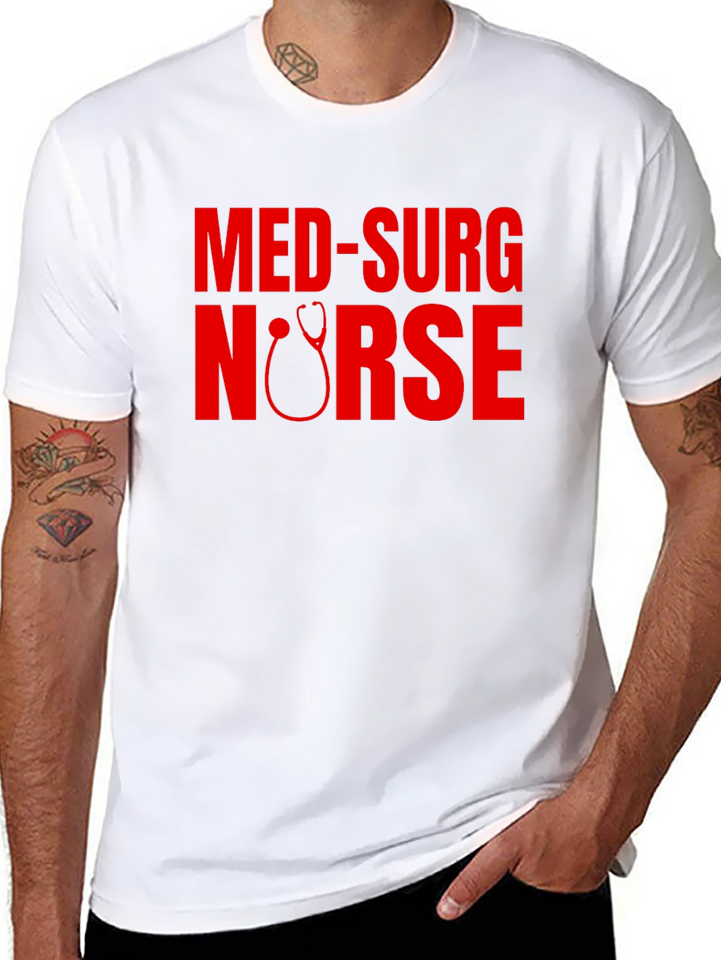 Med-Surg Nurse Stethoscope Graphic Tee - Black
