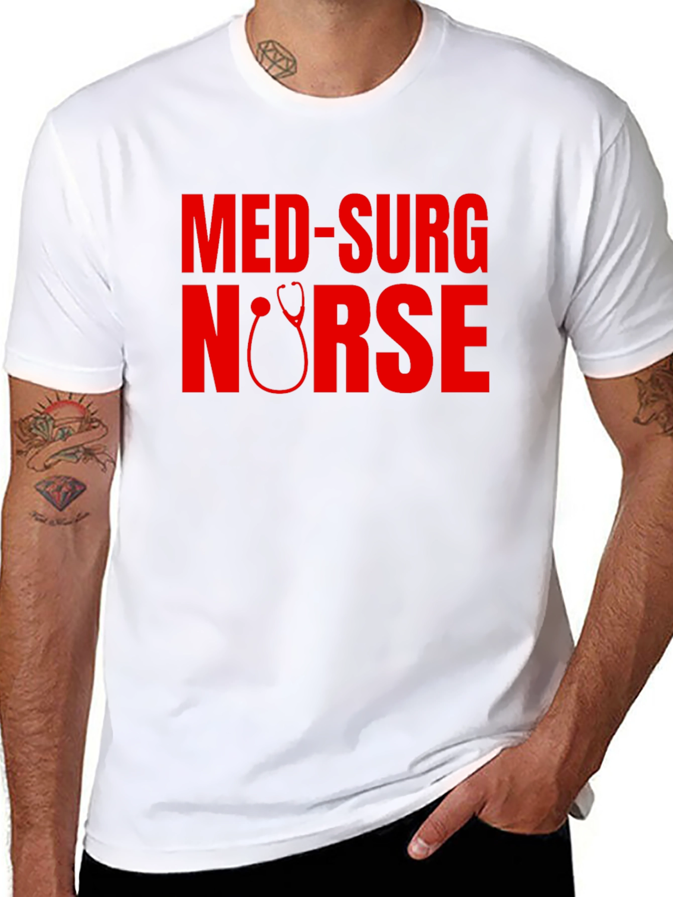 Med-Surg Nurse Stethoscope Graphic Tee - Black