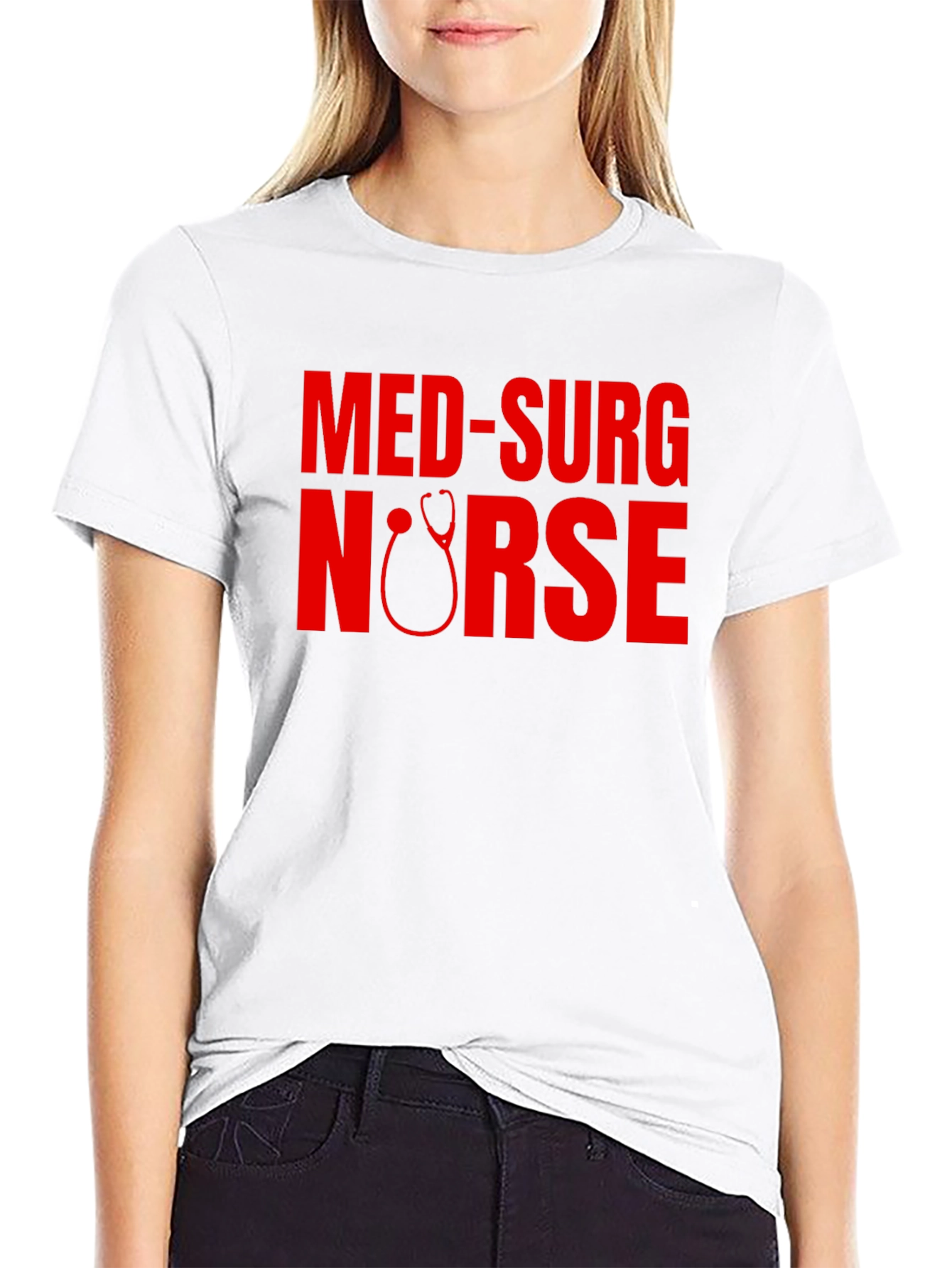Med-Surg Nurse Stethoscope Graphic Tee - Black
