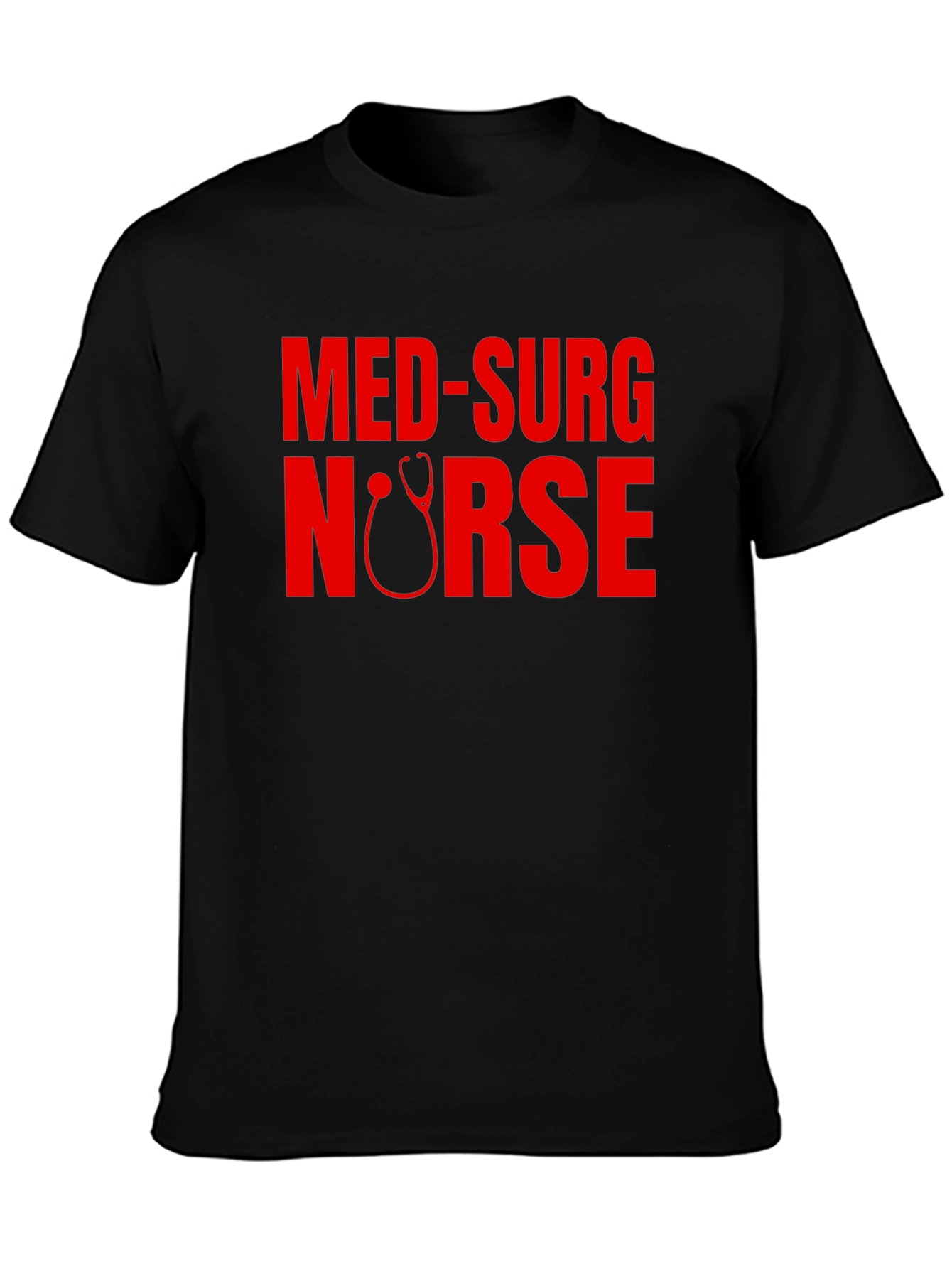 Med-Surg Nurse Stethoscope Graphic Tee - Black